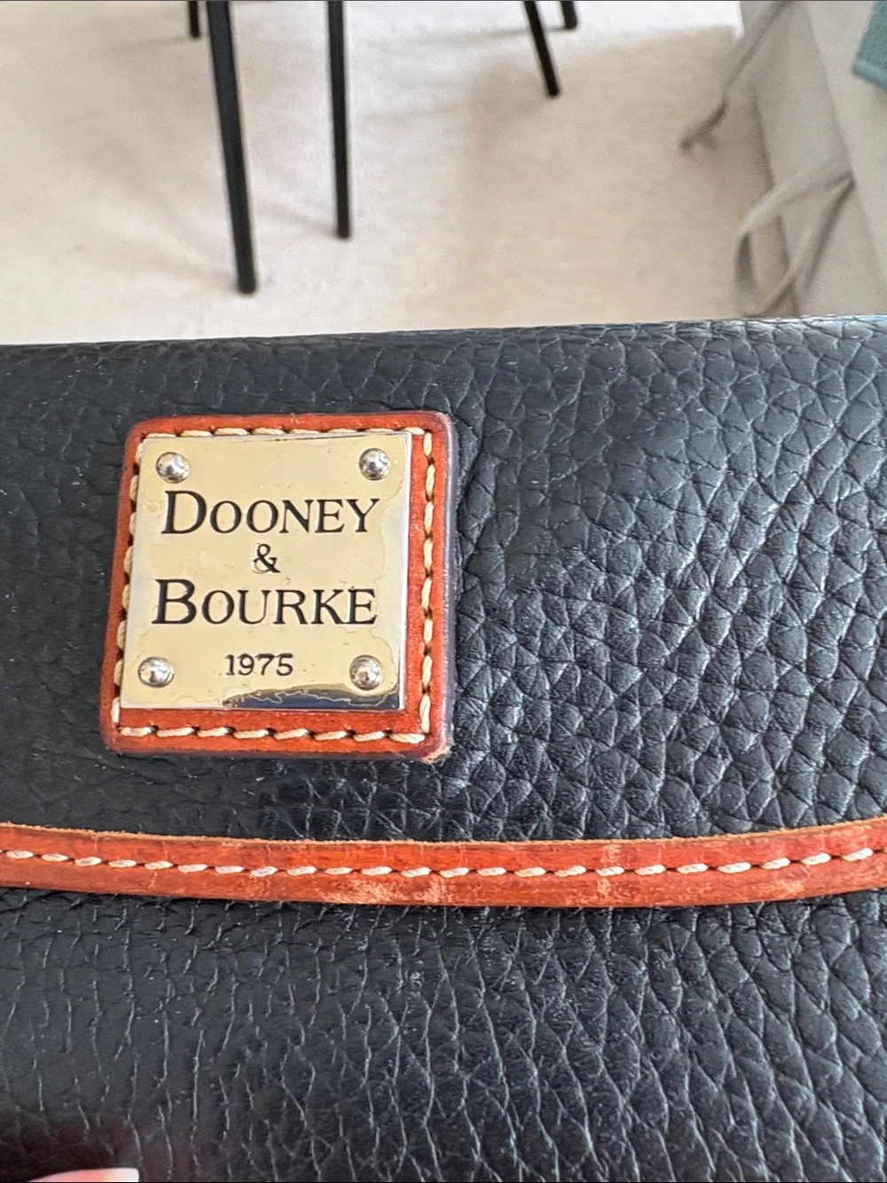 Dooney & Burke Black Pebble Leather Continental Clutch Wallet